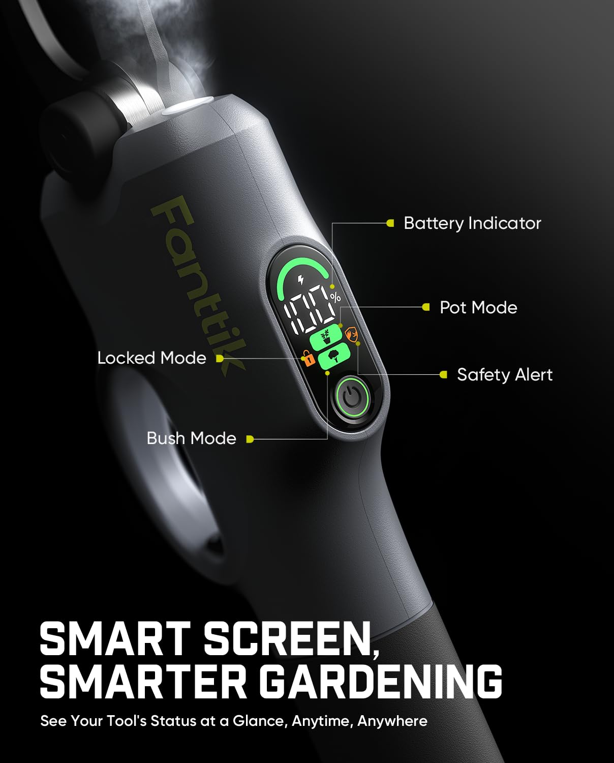 Fanttik Y10 Pro Cordless Electric Pruning Shears with Brushless Motor, LED Display, 4-Level Safety System, USB-C Fast Charging, SK5 Steel Blade for Branch Trimming