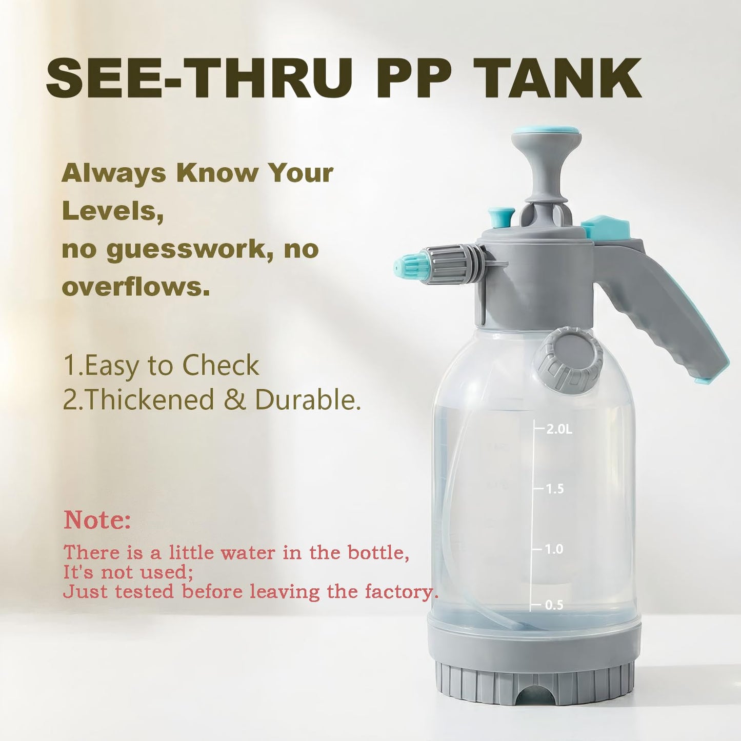 70oz/0.5 Gallon Hand Pump Sprayer,Clear Water Spray Bottle with Measuring Cup and Side Filling Port,Adjustable Nozzles,Portable Pressure Spray Bottle for Spraying Plants,Flowers,Weeds and Cleaning