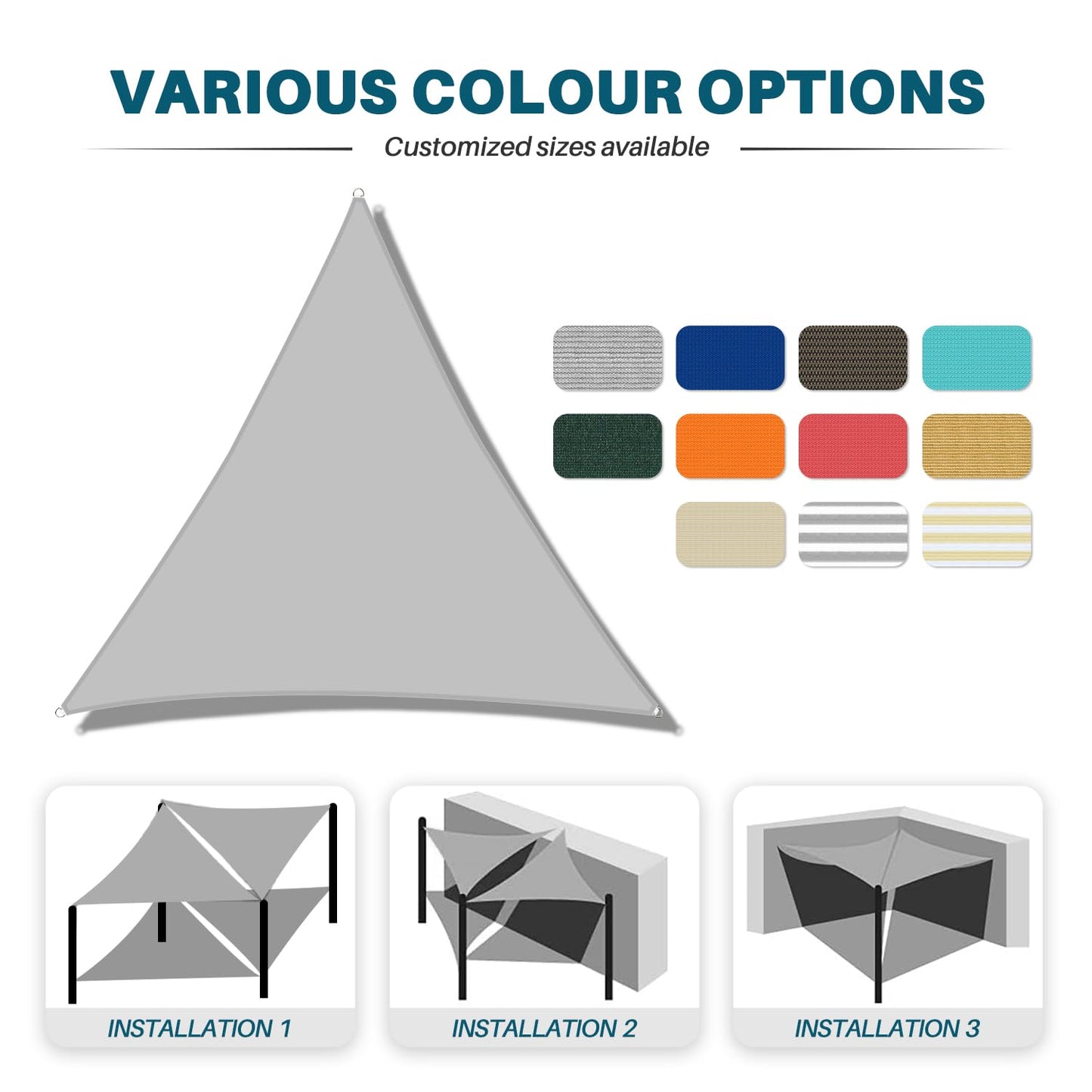 Coarbor 12'x12'x12' Sun Shade Sail Triangle Heavy Duty Fabric Cloth Screen for Patio Garden Yard Deck Pergola Canopy Water Permeable & UV Resistant (Beige)