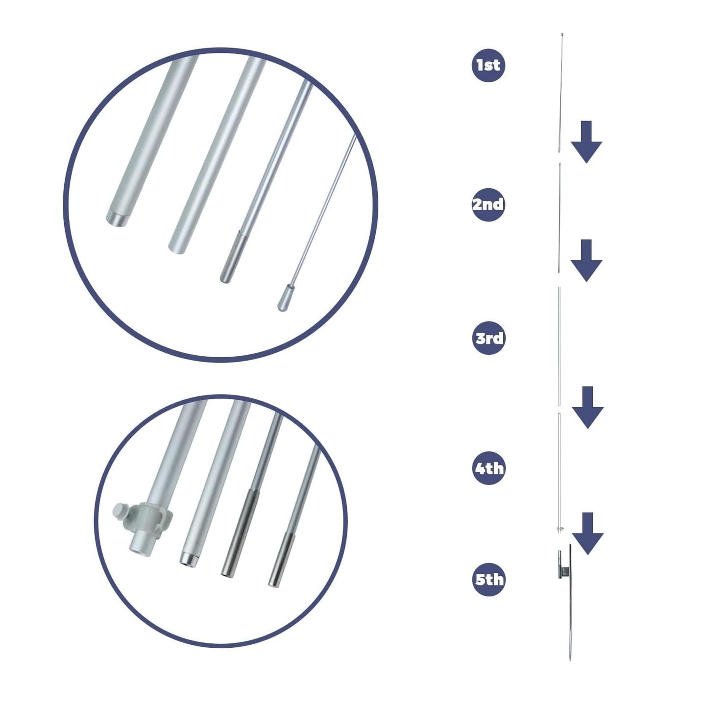 FSFLAG Feather Flag Pole Kit for Swooper Flag 8FT, Swooper Flag Pole Kit with Ground Spike for Feather Flags