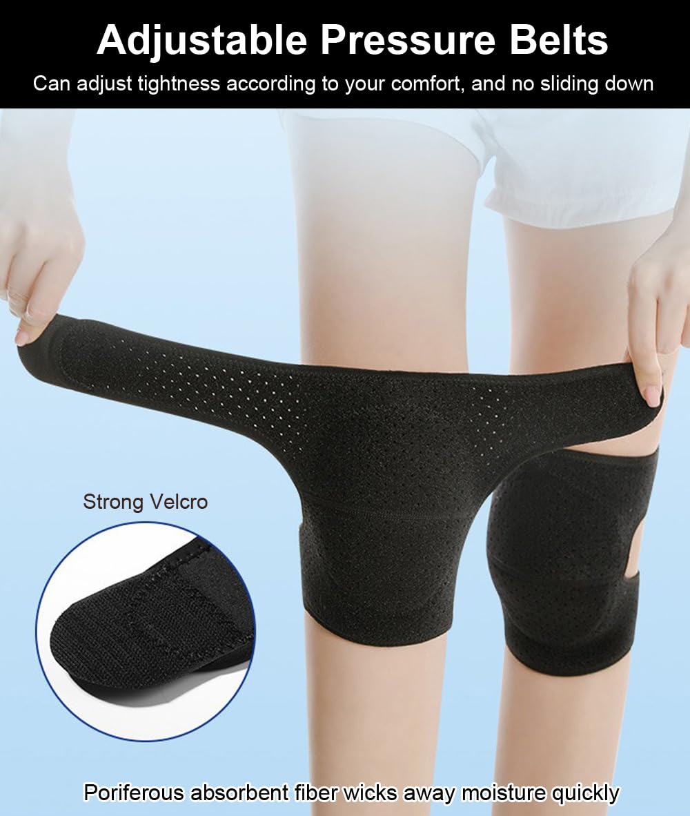 Knee Pads for Women & Men, Soft Dance Knee Pads with Adjustable Bands, Volleyball Knee Pads for Women Men Wrestling Knee Pads Wrestling Gear, Knee Protector Crash Pad Snowboarding Gear Soft Knee Pads for Work (Black, Medium)