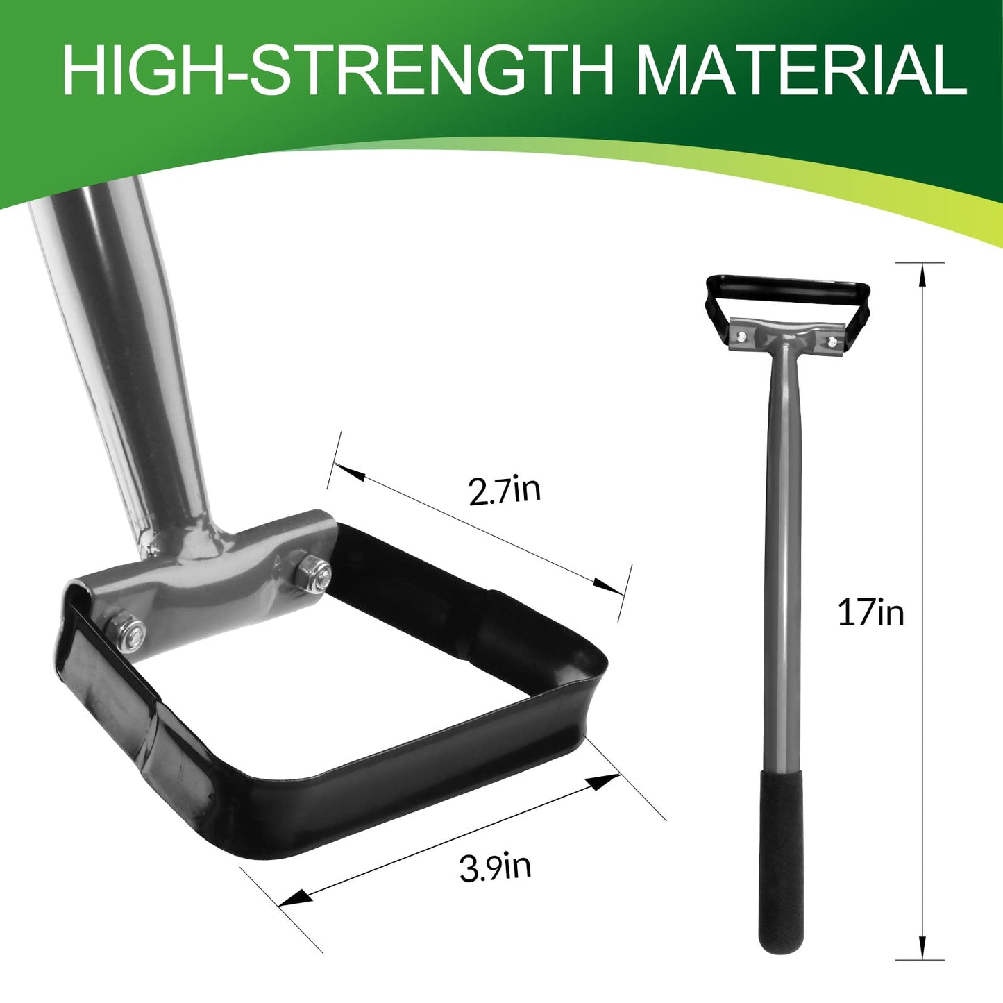 Walensee Stirrup Hoe Garden Tool, Hollow Trapezoid Weeding Tool with 14 Inch Scuffle Loop, Sharp Metal Hand Cultivator Rake for Lawn, Garden or Greenhouse, Durable Grass Scraper, Mini Gift, Grey