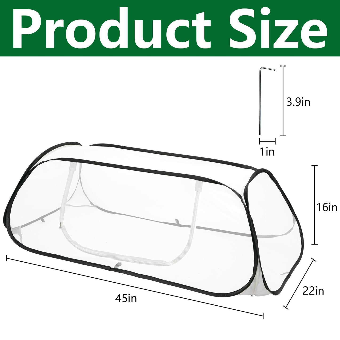 45" x 22" x 16" Pop Up Garden Rows Plants Cover, Raised Garden Beds Vegetable Rows Plant Protector, Insect Bird Barrier Plant Net Cage with Stakes for Protecting Seedlings Fruits Vegetable Row