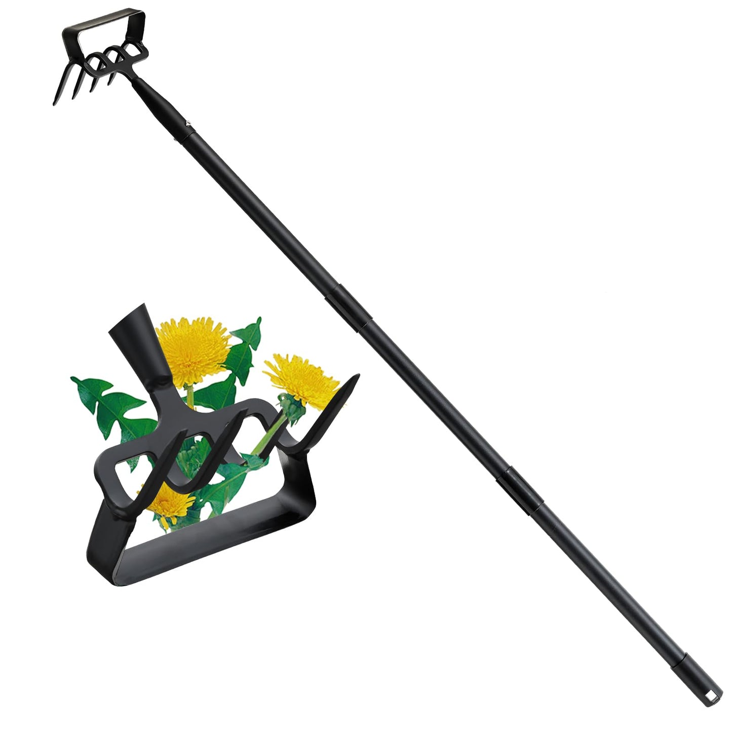 Garden Hoe and Cultivator Heavy Duty, Scuffle Loop Action Weeding Tool with Long Handle 30-50 Inch, Metal Weeder Scraper Stirrup Hoe Rake