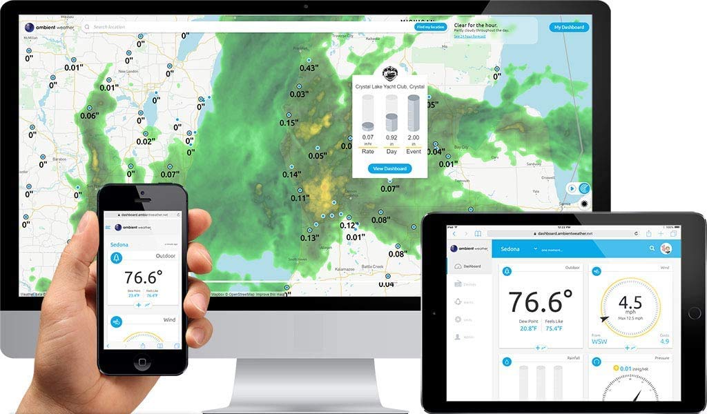 Ambient Weather WS-7078 Smart Weather Station w/WiFi Remote Monitoring and Alerts