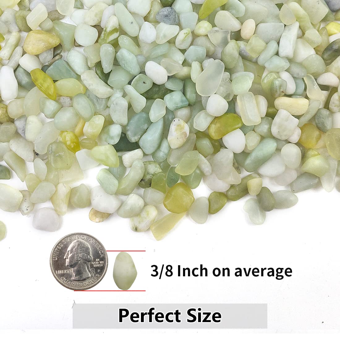YISZM 5LB Succulent and Cactus Jade Pebbles, 3/8 Inch Natural Decorative Polished Stones, River Rocks for Indoor Plants, Vases, Planters and Outdoor Gardening