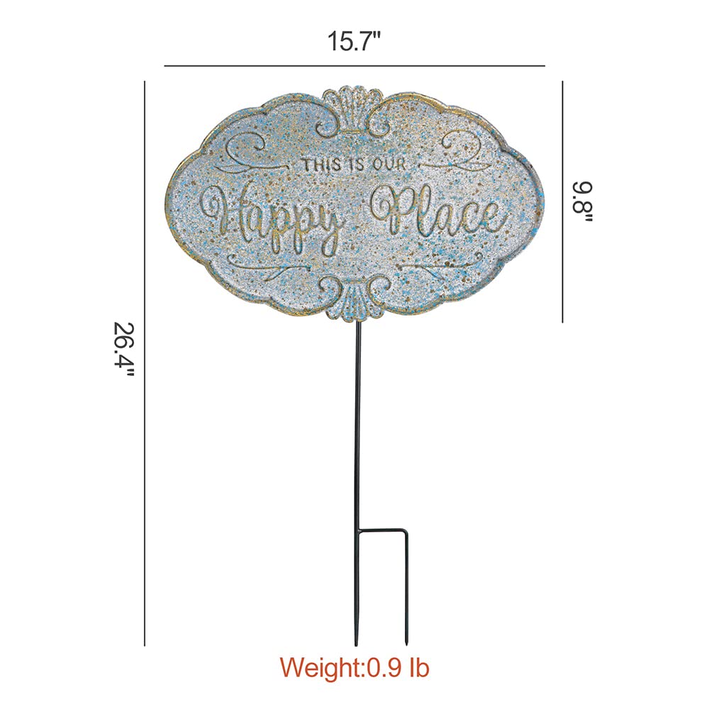 All Chic Outdoor Garden Signs Decorative Yard Sign Stakes Metal Hanging Sign Rustic Outdoor Decor 26.4" x 15.8" Includes Stakes and Hanging Chain