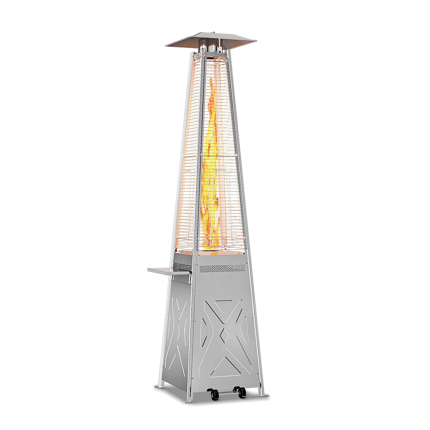 GarveeLife 42,000 BTU Pyramid Patio Heater, Glass Tube Propane Patio Heater with Wheels, Stainless Steel Outdoor Propane Heaters for Backyard, Garden, Patio, Porch and Pool
