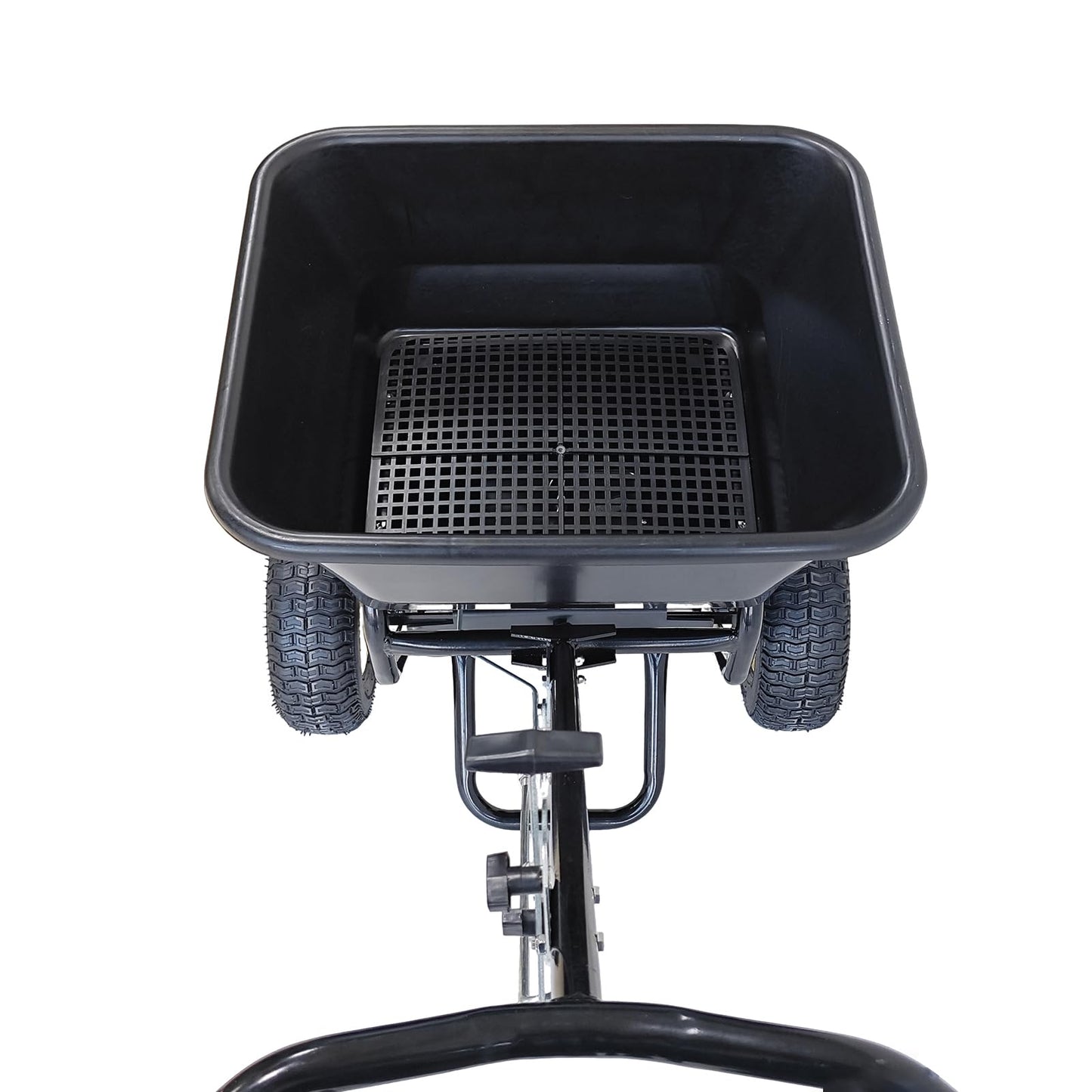 EAGWON Salt Spreader, Walk-Behind Push Broadcast Spreader - Commercial All Season, 100lb Capacity, 13in All-Terrain Pneumatic Tires, Grate/Cover/Enclosed Gearbox, for Seed/Fertilizer/Salt/Snow Melt