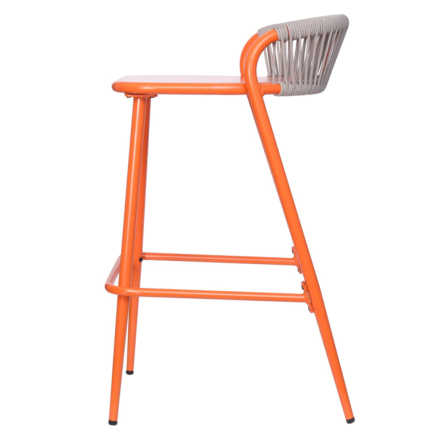 Christopher Knight Home Hearth 29.5" H Patio Barstools Set of 2, Aluminum Frame Barstool, Woven Rpoe Island Counter Stool, Scallop-Shaped Backrest Bistro Chairs for Balcony Backyard Garden, Orange