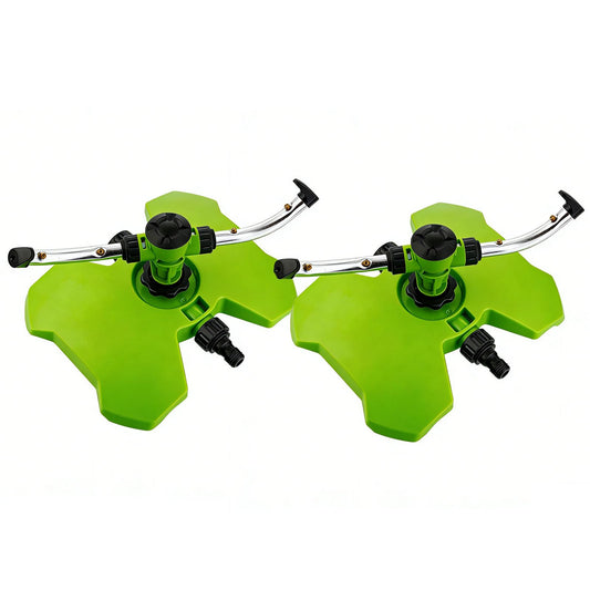 [2 Pack] TEIENNA Heavy Duty 2-Arm Sprinkler with Base, 360° Automatic Rotary Lawn Sprinkler System for Garden Plant, Flower Bed & Yard Watering – Large Area Coverage Irrigation