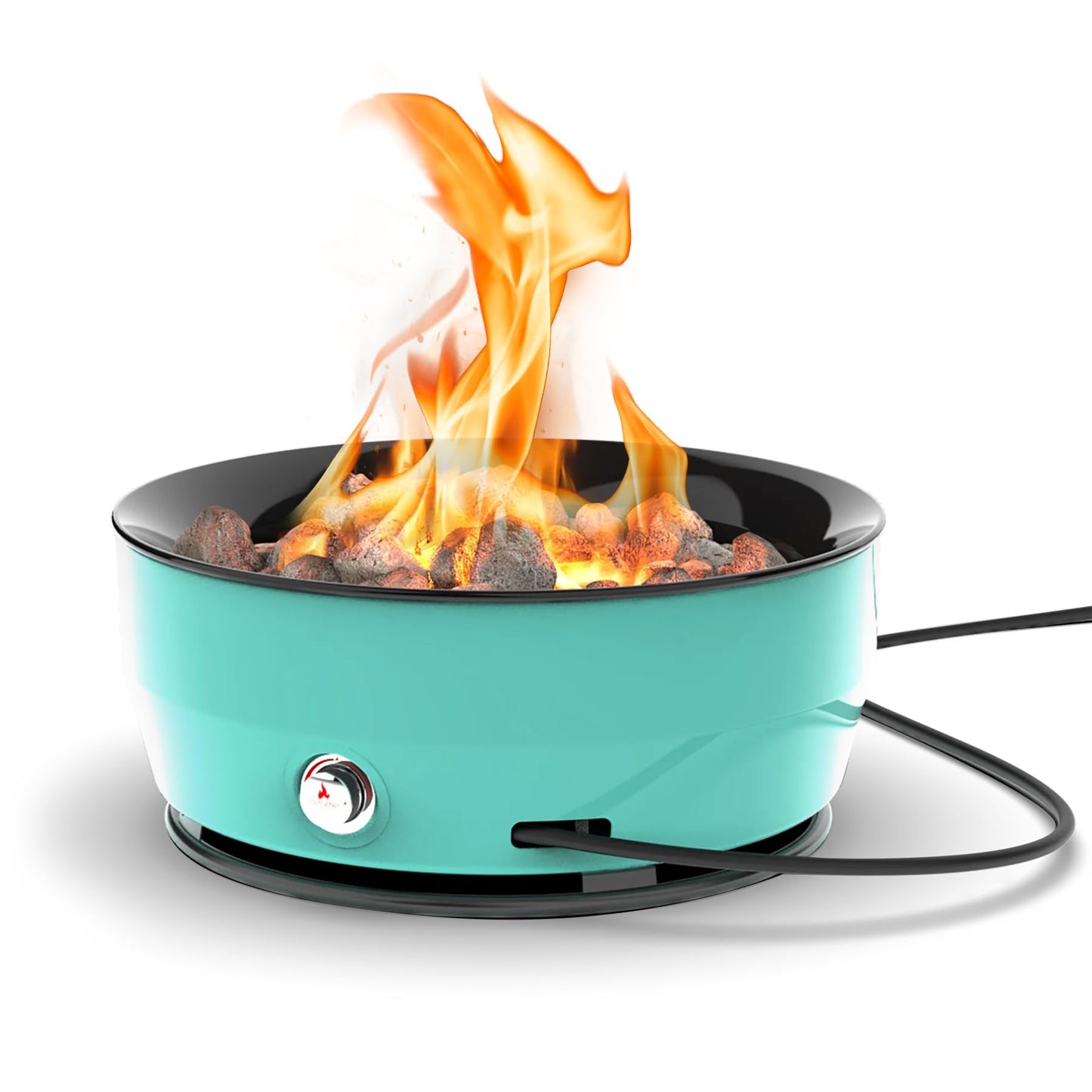 Outland Living Large Outdoor Propane Gas Fire Pit for Outside, 60,000 BTU/h, 24 inch with Lid - Modern Lake Country 800 Fire Bowl Firepit for Patio, Blue