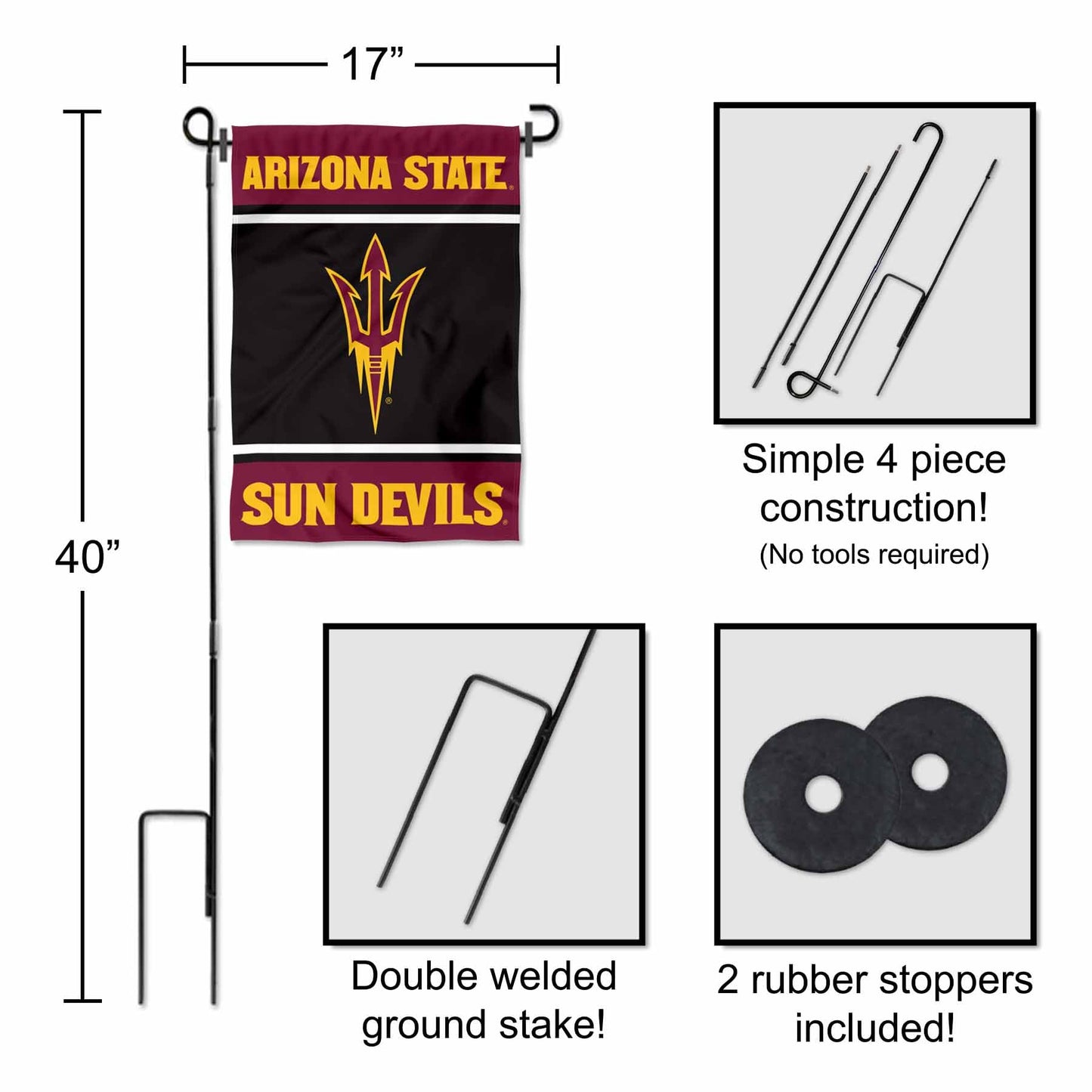 Arizona State Sun Devils Garden Flag with Stand Holder