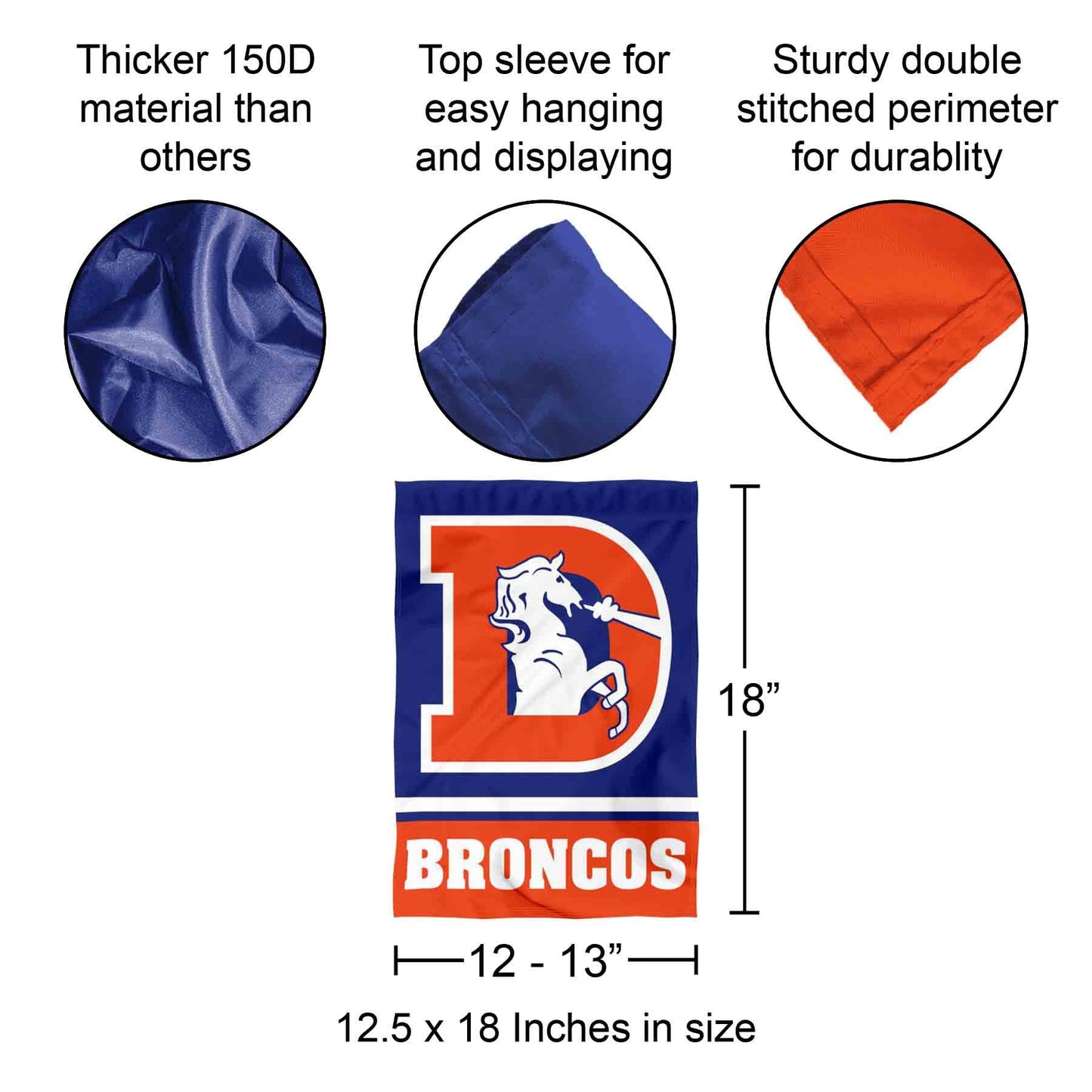 Denver Broncos Throwback Logo Double Sided Garden Flag