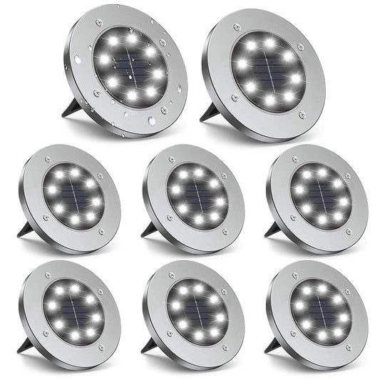 ZGWJ 8 Pack Solar Ground Lights,8 LED Upgraded Outdoor Garden Lights Landscape Lighting for Lawn Pathway Yard Deck Patio Walkway White