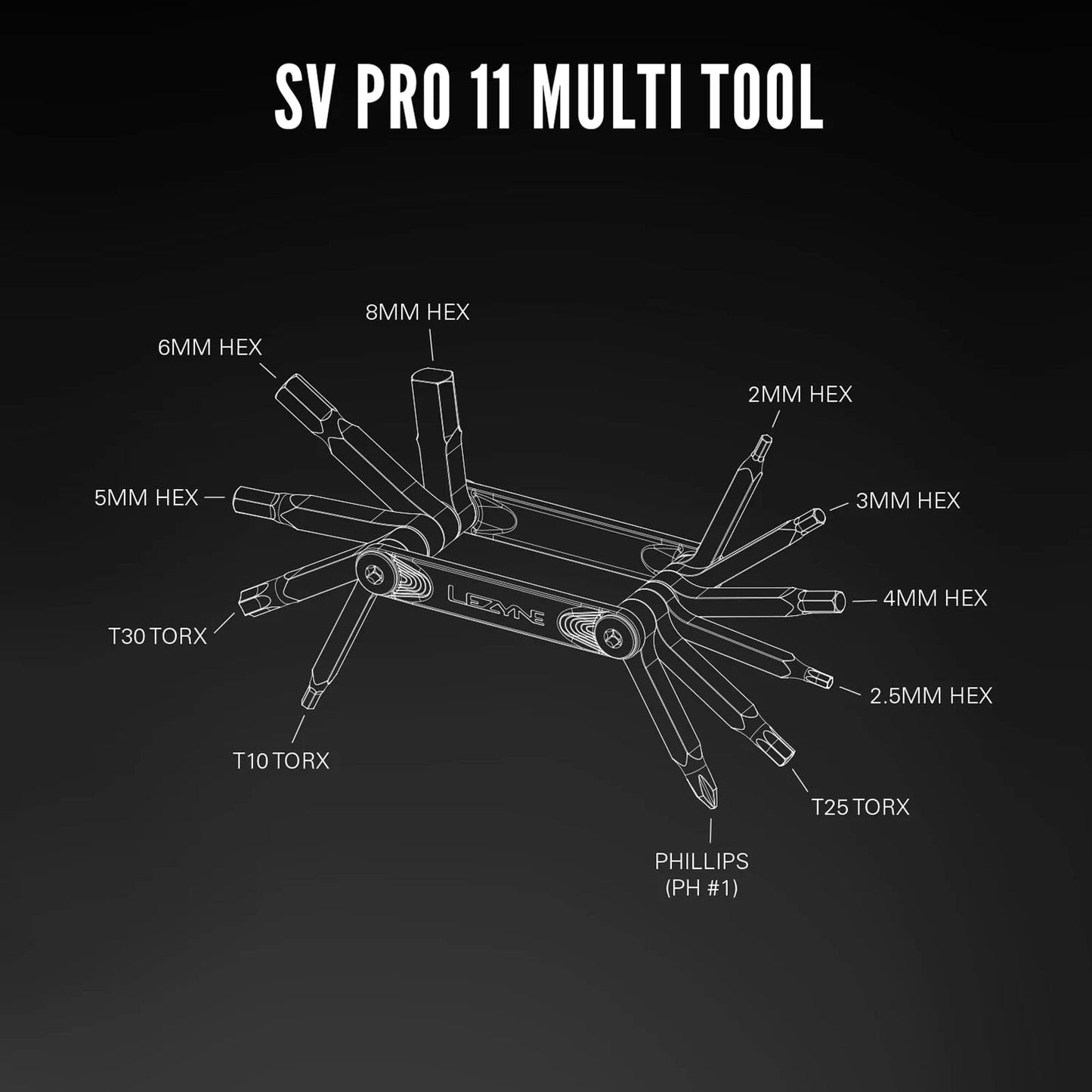 LEZYNE SV PRO 11 Bicycle Multi-Tool, Alloy Side Plates, Stainless Steel Bits, Hex 2/2.5/3/4/5/6/8mm, T10/T25/T30, Bike Tool