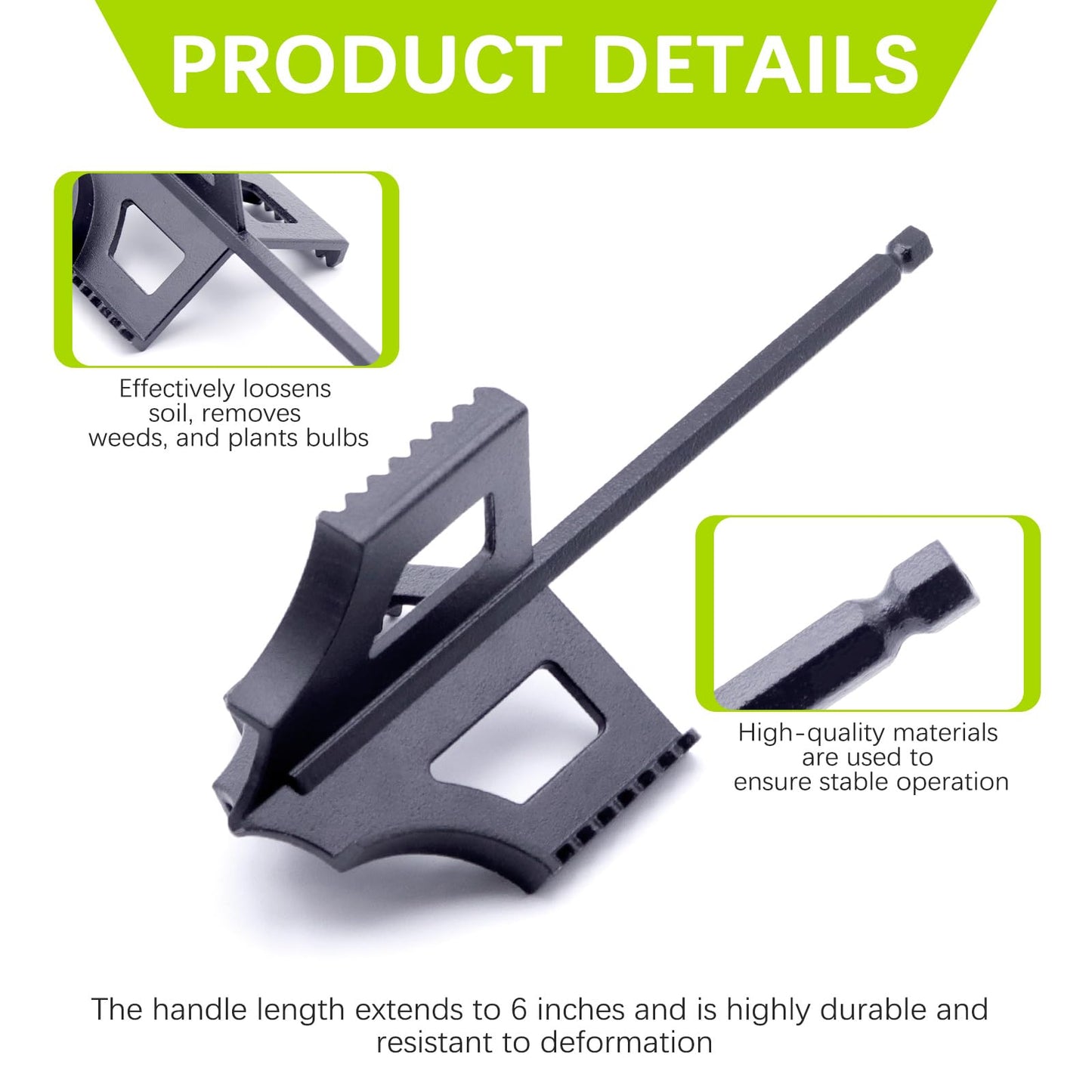 4-in-1 Soil Cultivator Garden Handheld Drill Tiller Attachment, Loosener Tool and Soil Digger for Planter Boxes and Raised Garden Beds, Planter Auger Compatible with 3/8" Hex Drive Drill