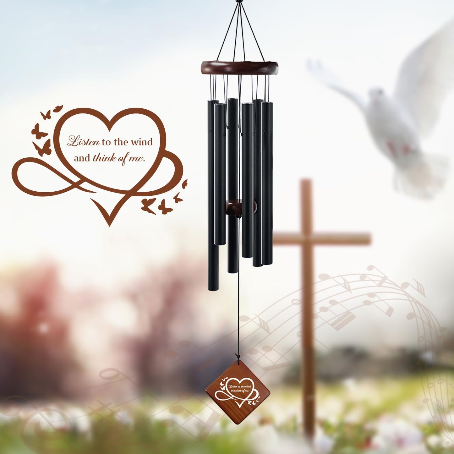 Windchimes in Memory of a Loved One, 36'' Memorial Wind Chime for Outside, Sympathy Wind Chime for Loss of Mother, Father or Loved One, Bereavement Condolence Remembrance Gift for Loss of Loved One
