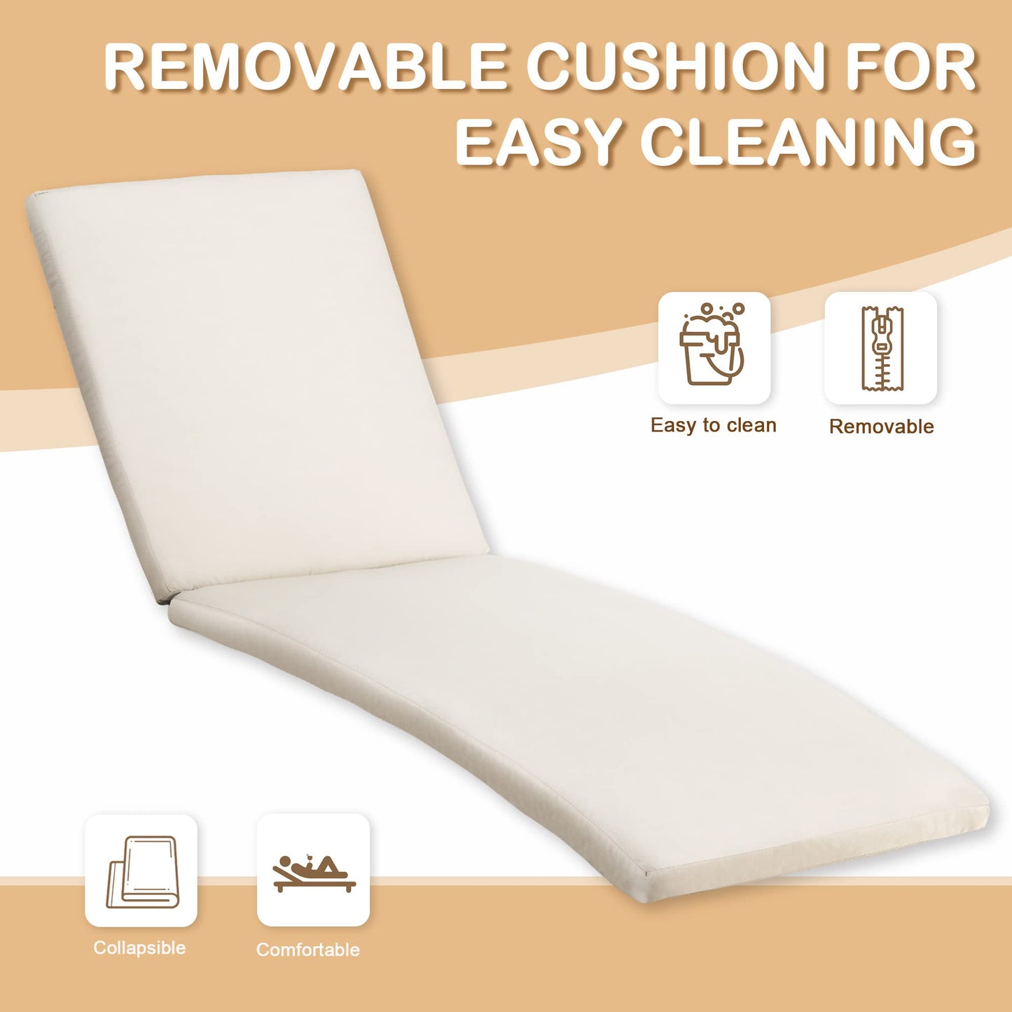Pamapic Patio Chaise Lounge Set 3 Pieces, Outdoor Pool Lounge Chair with Adjustable Backrest and Thickened Cushion, Patio Lounge Chair Set for Poolside Backyard Garden