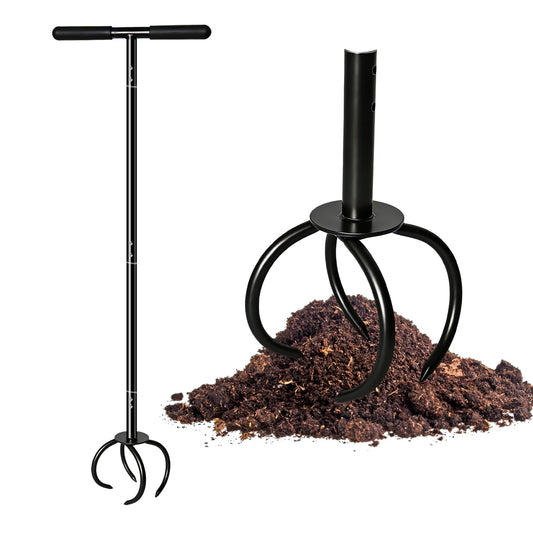 Garden Twist Tiller Cultivator, Manual Hand Tiller Garden Claw Heavy Duty, Lawn Aerator Soil Lossener with Steel Tines and Ergonomic Handle for Garden Bed and Plant Box