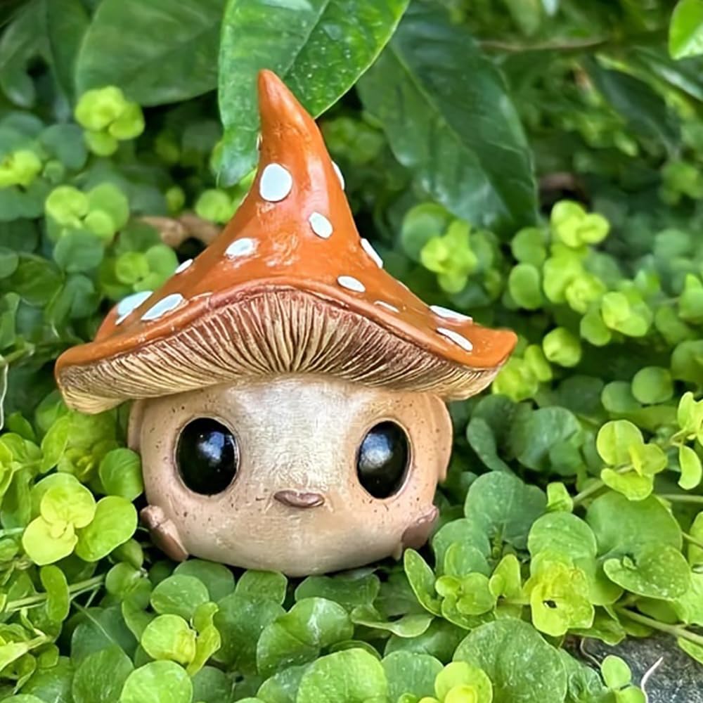 Kudriod Mushroom Outdoor Garden Decor Statue ，Garden Gnomes Statues for Home Desk, Yard, Patio, Backyard, Fairy Garden, Balcony,Lawn Ornament,Mother’s Day, Birthday Gifts for Women, Grandma, Mom