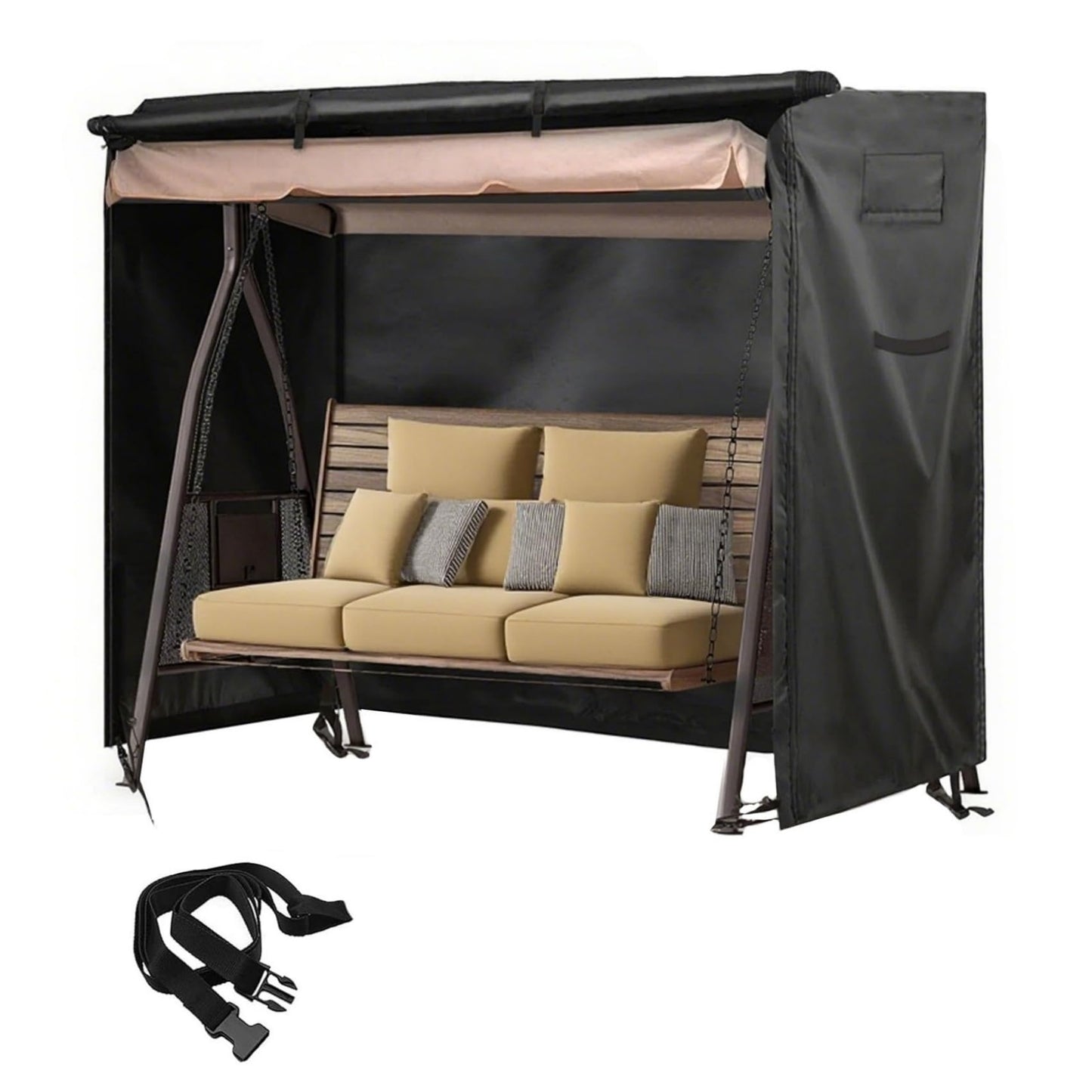Outdoor Swing Covers 3 Seater Waterproof Patio Hammock Garden Porch Swing Cover Garden Glider Chair Cover UV Resistant Swing Canopy Covers All Weather Protection (87 x 49 x 67inch)