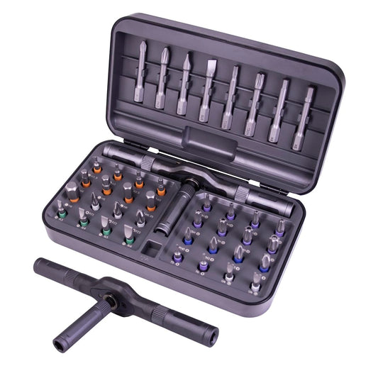 42 in 1 Magnetic DIY Ratchet Screwdriver Set,Multi Bit Screw Drive with Storage Case, Portable Compact Repair Tool Kit for Furniture, Bicycle,Watch,Computer, (42 in 1 Gray)