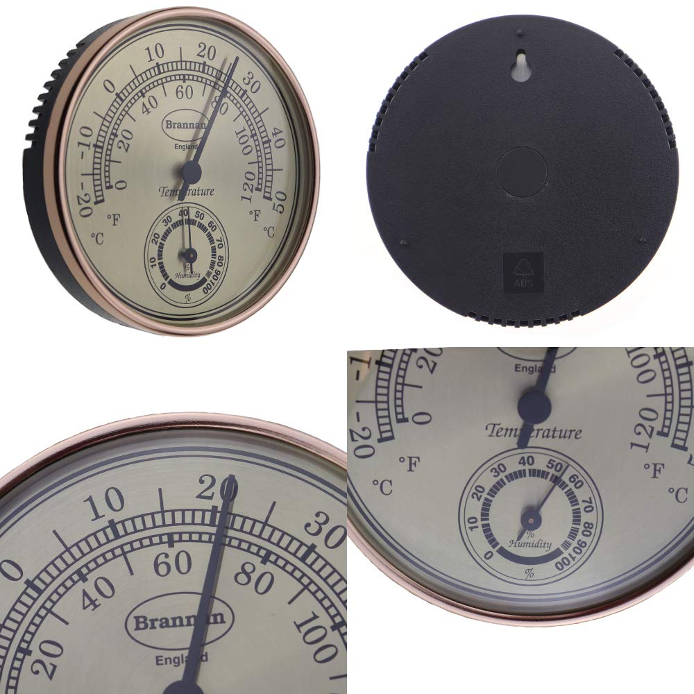 Thermometer Hygrometer with Gold Dial Garden Greenhouse Office Temperature Humidity