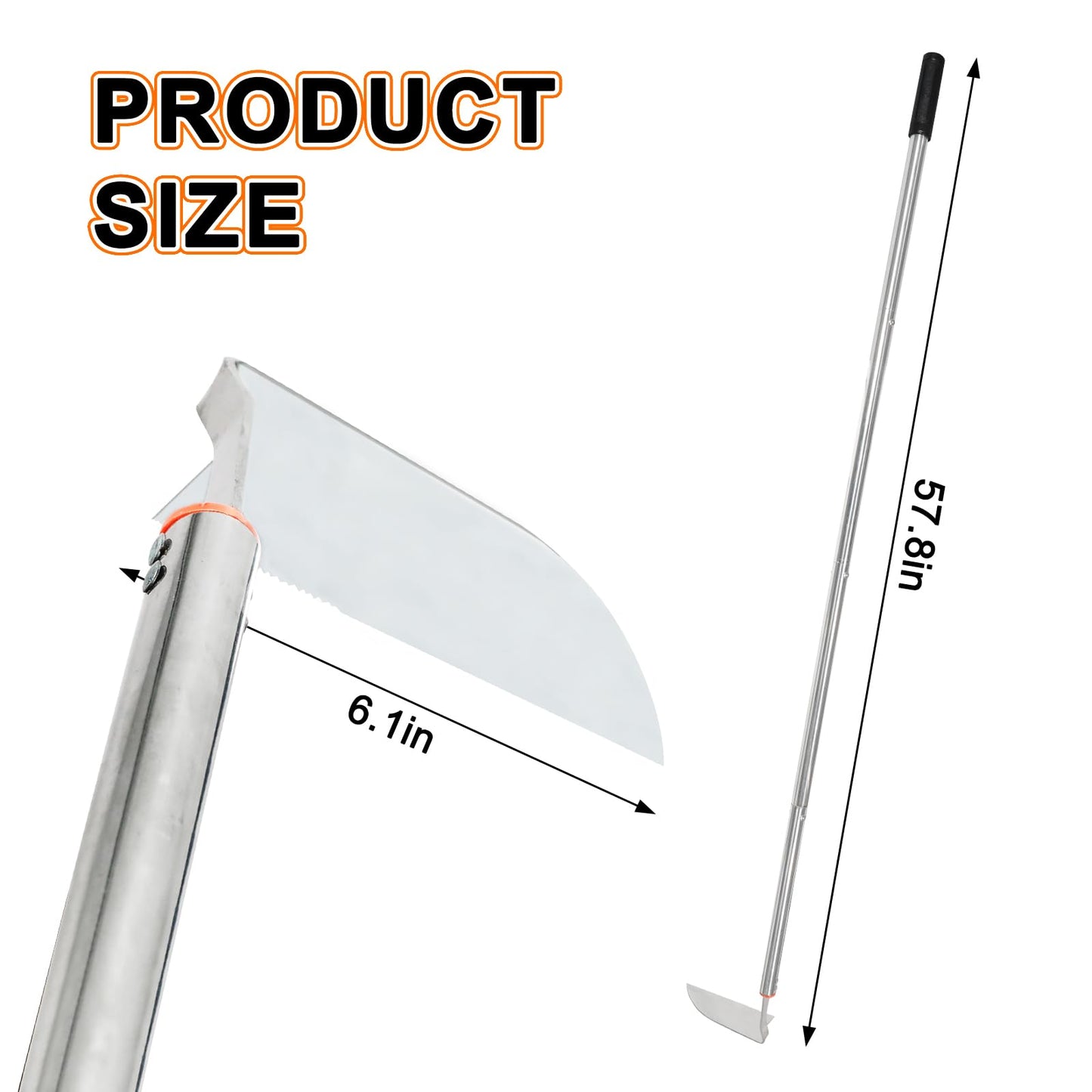 COKTME Japanese Weeding Sickle Hoe,Adjustable Long Handle Standing Hoe Graden Tool,Angular Weed Sickle Garden Tool,Action Hoe for Weeding and Planting