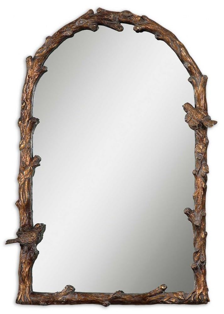 Uttermost Paza Gold 26" x 37" Songbirds Arch Wall Mirror