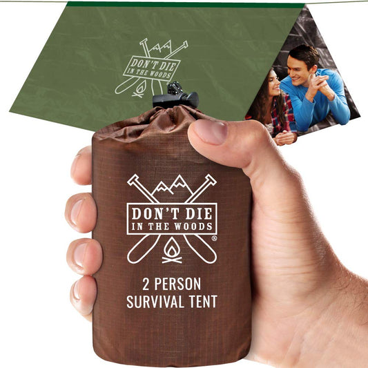 Don't Die In The Woods - Survival Tent - Made with Extra-Thick Space Blanket Thermal Mylar - Emergency Shelter Tube Tent - One of The 10 Essentials for Hiking, Camping, First Aid Kits (Green)
