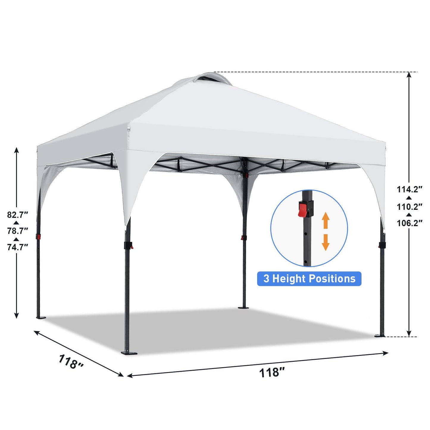 Oneofics Pop Up Canopy, 10x10 FT Instant Outdoor Canopy Tent with Carrying Bag, 3 Adjustable Heights - Portable for Event, Parties, Camping and More Outdoor Activities