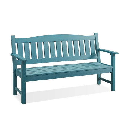 Psilvam 3-Person Outdoor Memorial Bench, All-Weather Poly Lumber Garden Bench, Rot-Resistant Outdoor Patio Bench for Park,Porch,and Church(Blue)