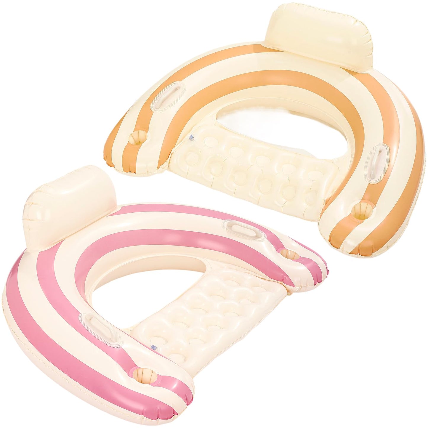 Pool Floats Chairs， Adult Inflatable Pool Lounge， Sit in Float Inflatable Pool Float Pool Lounge with Heavy-Duty Handles – 300lb Weight Capacity -Blue (Pink-Orange)