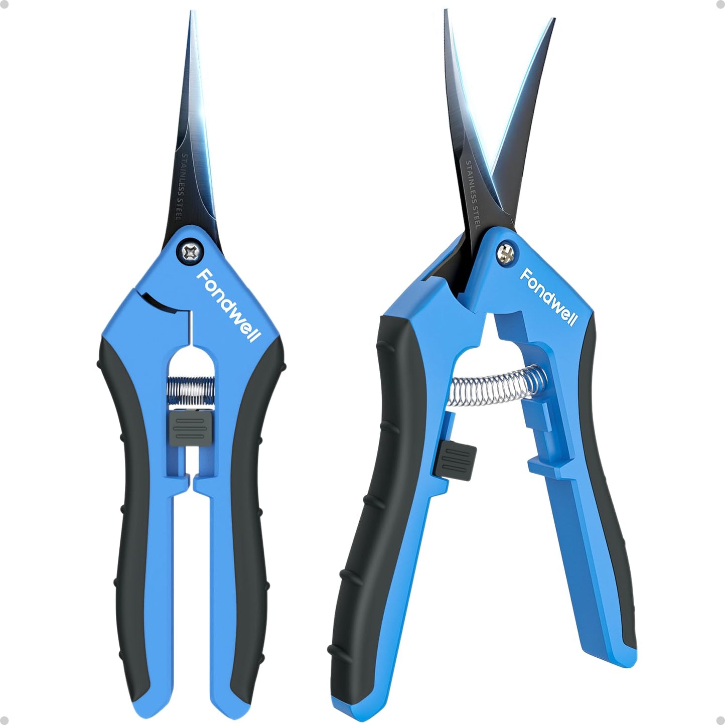Fondwell 6.5" Pruning Shears Trimming Scissors: 2 Pack of Non-Stick Gardening Scissors - Reliable Garden Snips for Managing Small Plants