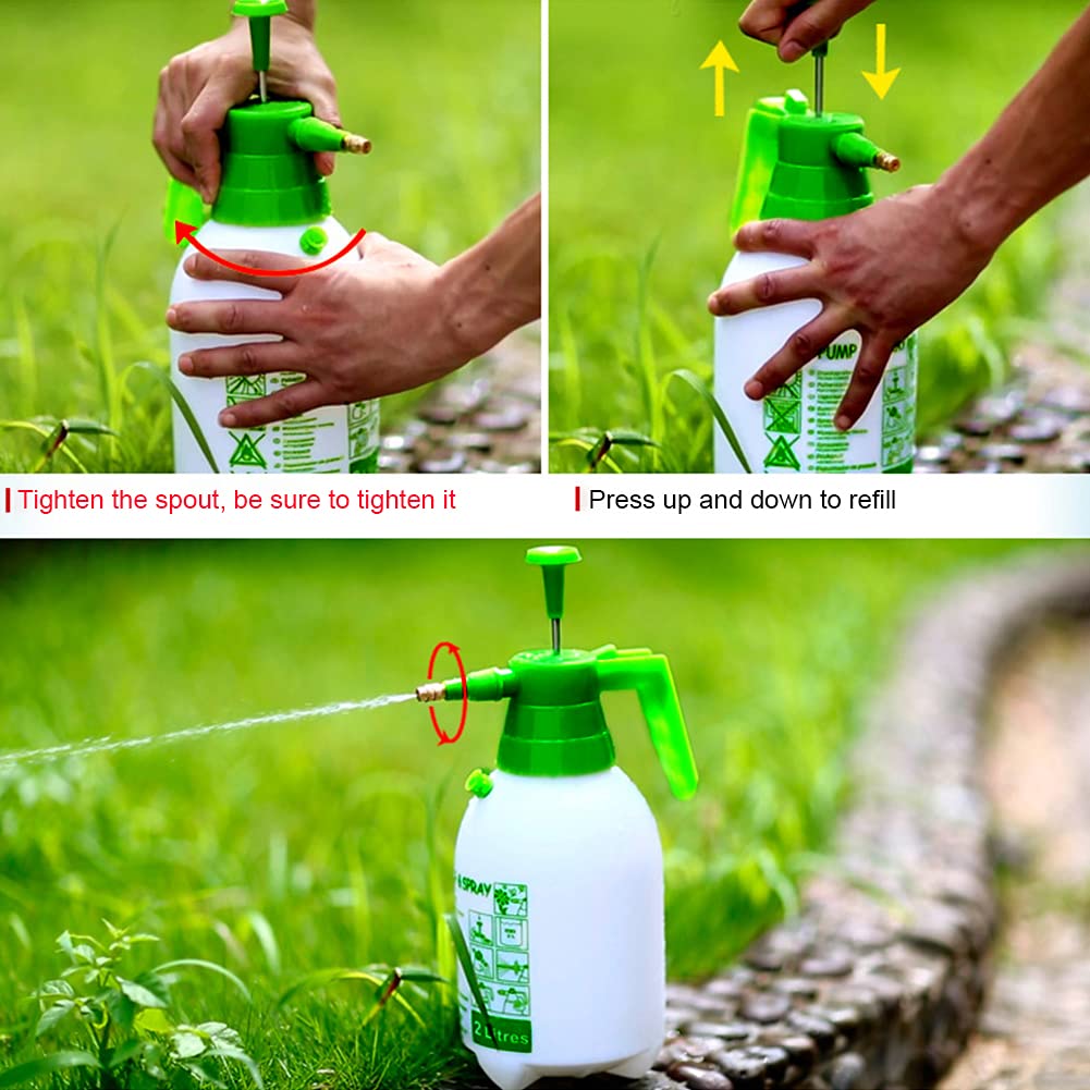 JoyTube Garden Pump Sprayer 68 oz/0.5 Gallon Hand Held Pressure Bottle Brass Adjustable Nozzle Large Capacity Water Weed Flower Plant Mister Lawn Home Washing Spray 2L (Green)