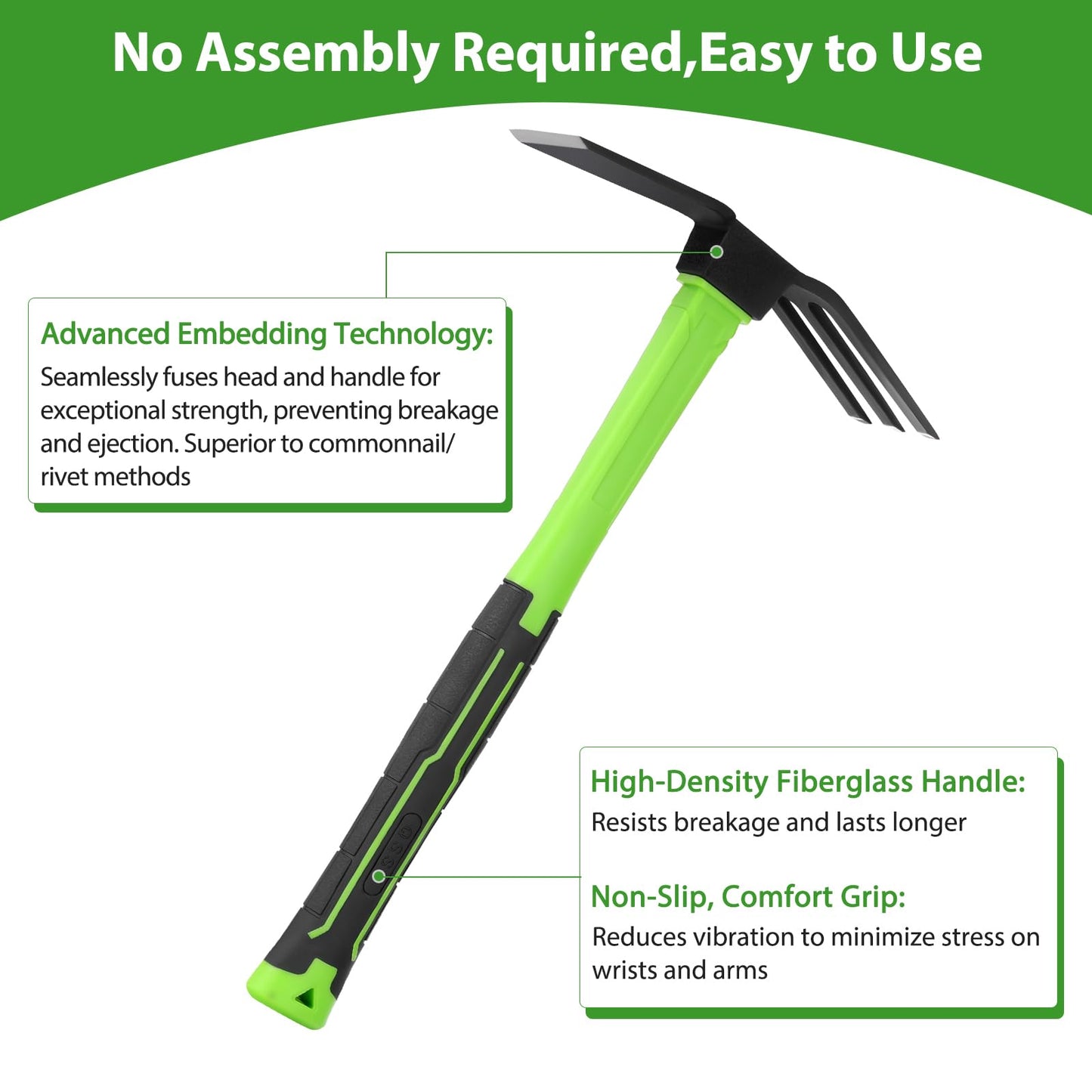 NAUKII 15 inch Garden Hoe Durable and Comfortable Handle Garden Tools for Flower Work