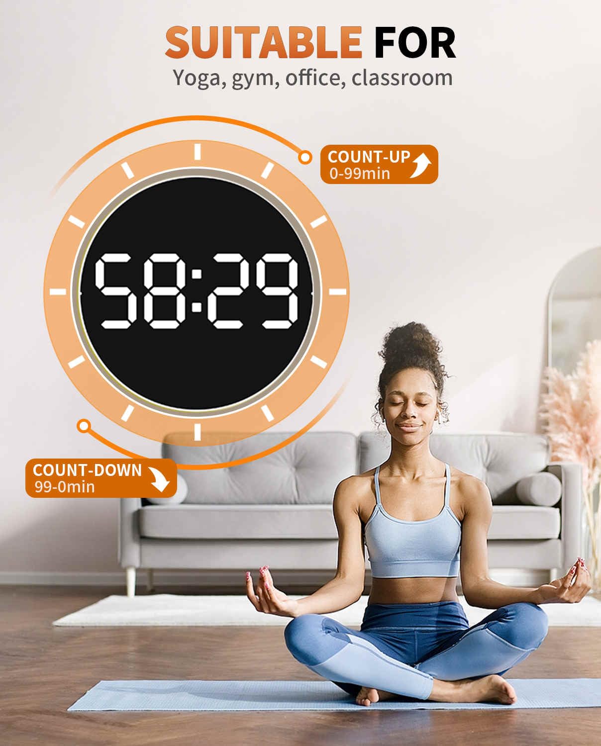 GLOKUUCA 10 Inch Large Digital Wall Clock with 9 Color Changing Remote Control, Date Week Temperature, Auto Brightness Dimmer Big Clock with Night Lights,Blue