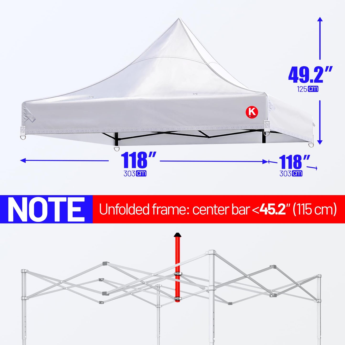 KaKuEike 10x10 Canopy Replacement Top - Heavy-Duty 600D Oxford Fabric with 8 Drainage Holes, Waterproof & 99% UV Resistant Tent Cover for Pop-Up Canopy, Professional Replacement Top Only (White)