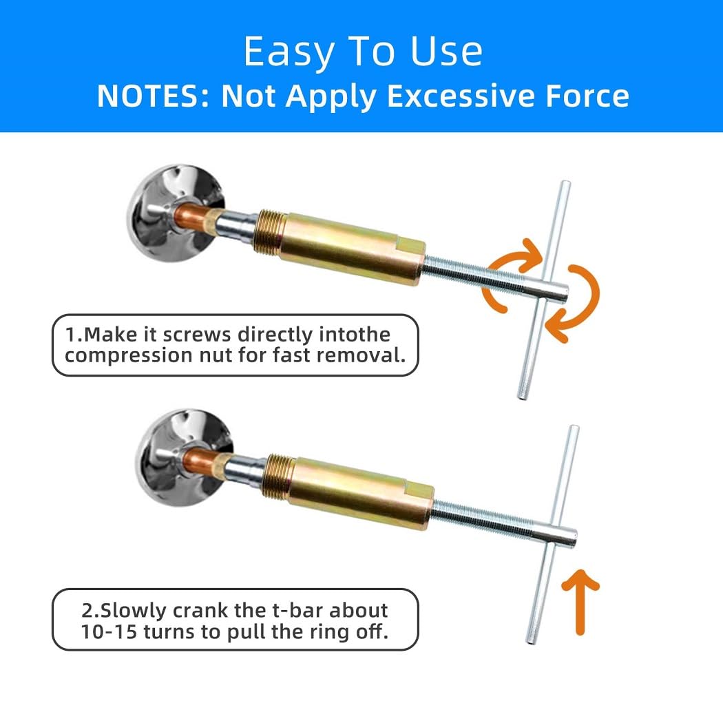 Compression Sleeve Puller Remove Tool Nut & Ferrule of Pipe 03943 - Sleeve Remover for 1/2-Inch Compression Fittings Only - Plumbing Tools Compression Ring Removal Tool Corroded & Frozen Supply Stops