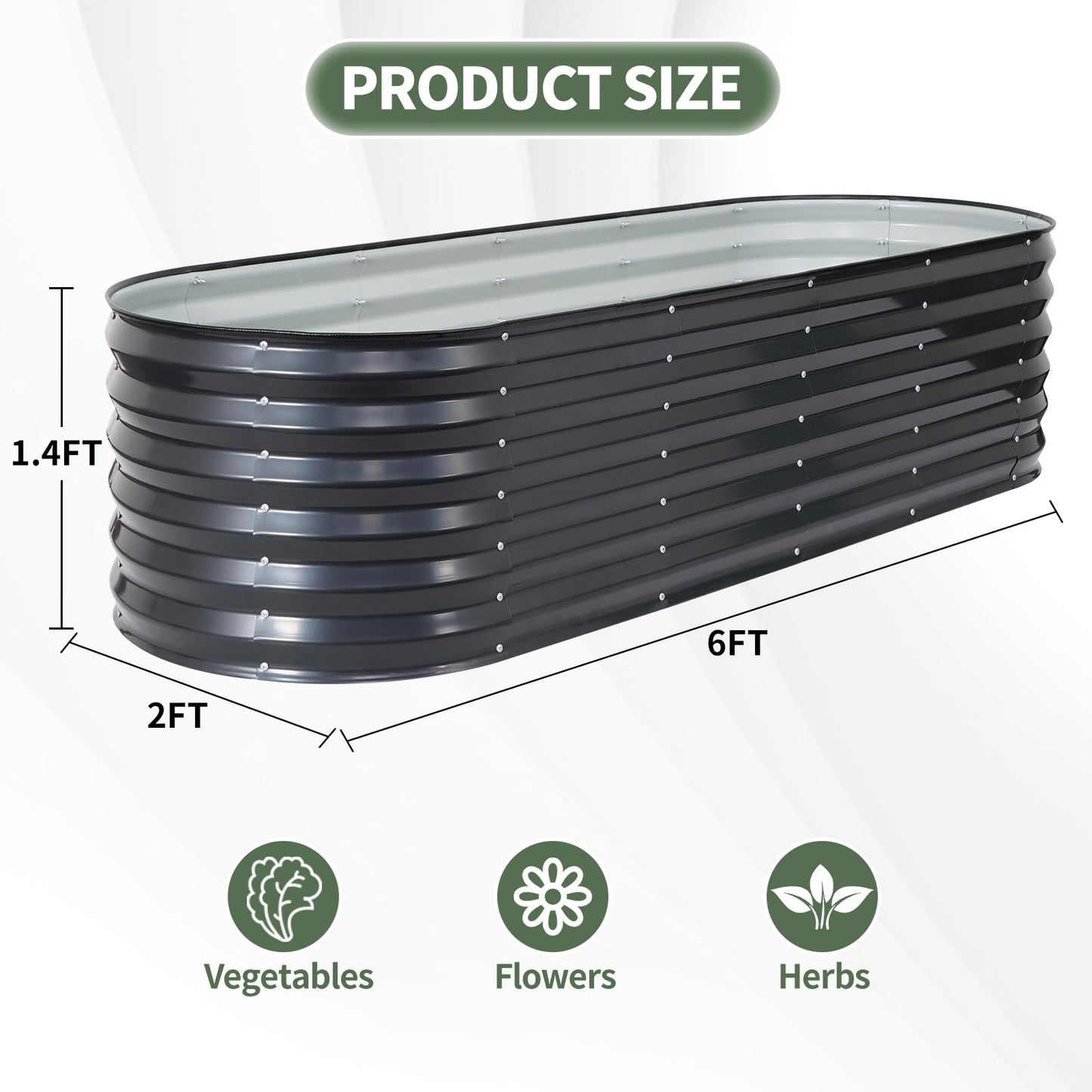 1MORE Raised Garden Bed- Planter Garden Boxes Outdoor, Raised Beds for Gardening.6X2X1.4FT(1pcs)-Grey