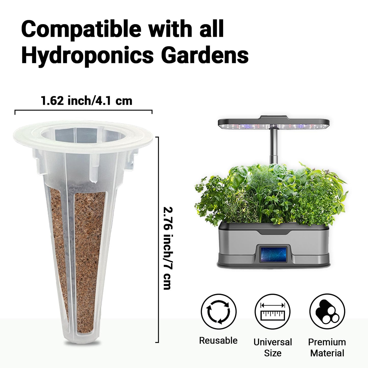 Herb & Salad Greens Seed Pods for All Hydroponics Growing Systems, 8 Pods with 600+ Seeds of Basil, Cilantro, Romaine, Kale, Arugula and Swiss Chard