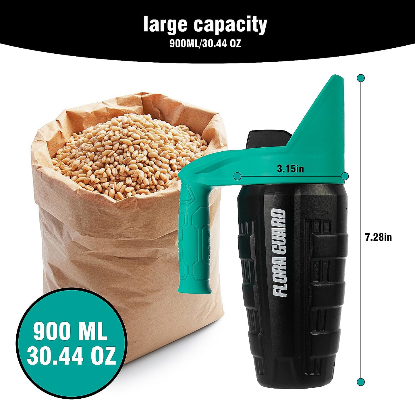 FLORA GUARD Hand Seed Spreader for Lawn, Adjustable Handheld Grass Seed & Fertilizer Spreader, Multipurpose Shaker for Salt, Ice Melt & Garden Seeding, Lightweight (30 oz)