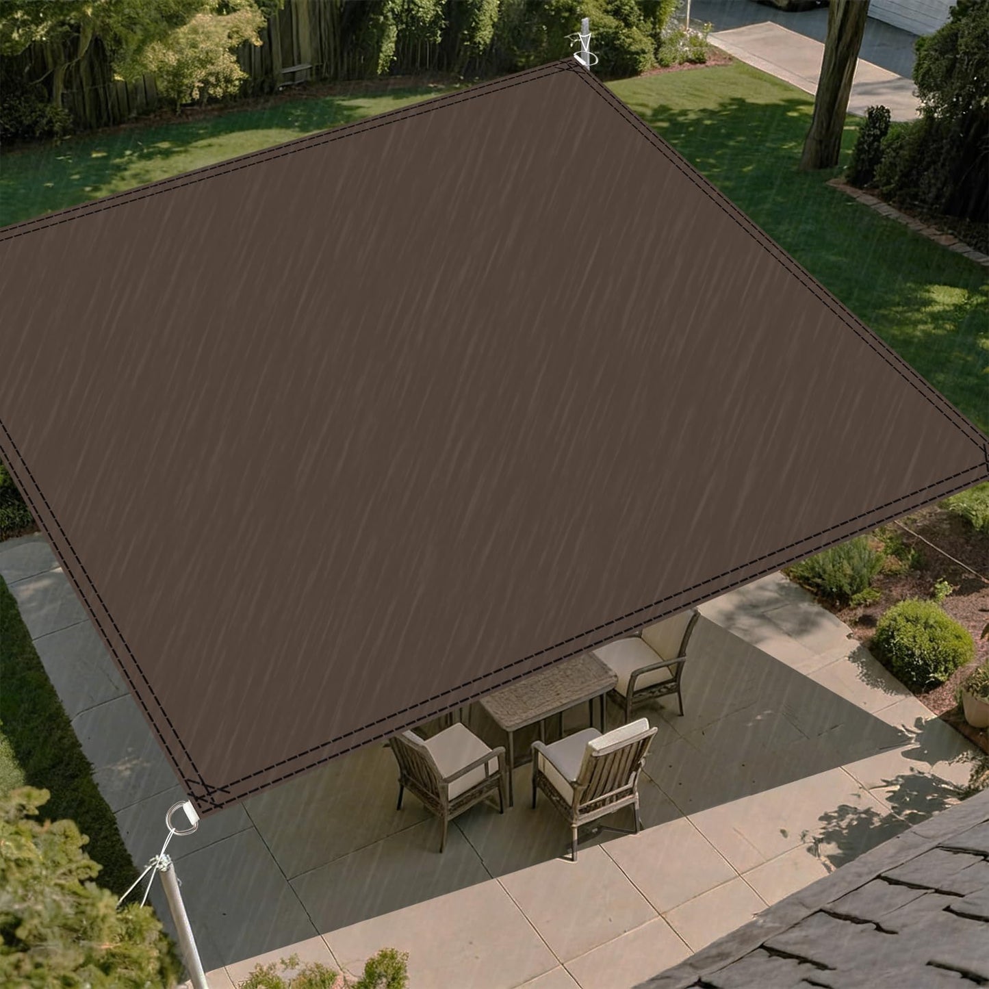 Rectangle Waterproof Sun Shade Sail Canopy Awning Shelter Fabric Screen 9'9"x13' 95% UV Blockage UV & Water Resistant for Outdoor Patio Garden Carport