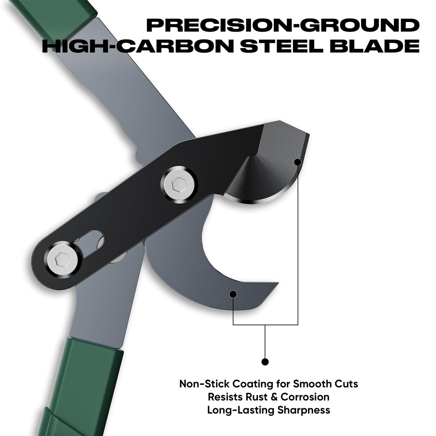 GARTOL 2-Inch Cutting Capacity Bypass Loppers, 26-33" Extendable Tree Branch Cutter, Professional Gear-Driven Labor-Saving Heavy Duty Pruners, Carbon Steel Teflon Blade & Lightweight Aluminum Handles