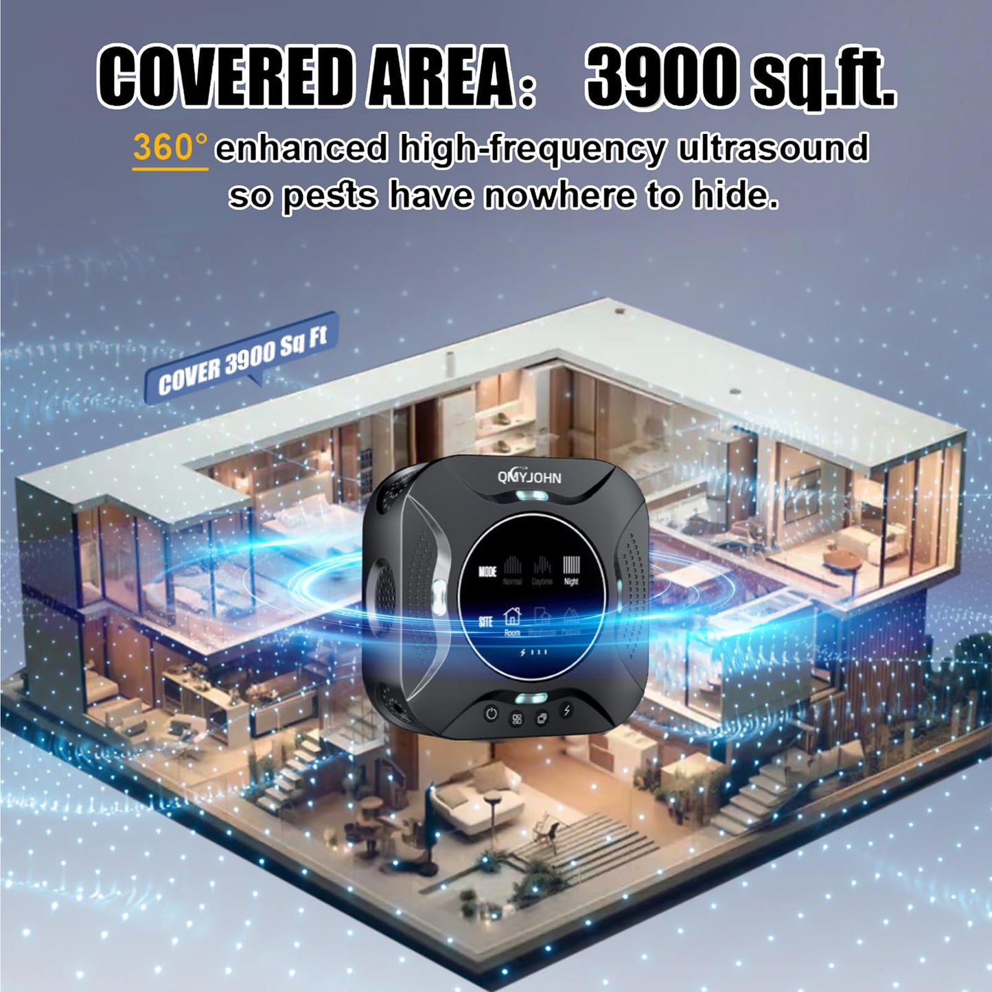 LED Display-Indoor Ultrasonic Pest Repeller Plug-in,with a LED Strobe Light,Effectively Repels Mice,Squirrels,Squirrel Repellent for House,Suitable for Attics,Garages,RVs,etc.
