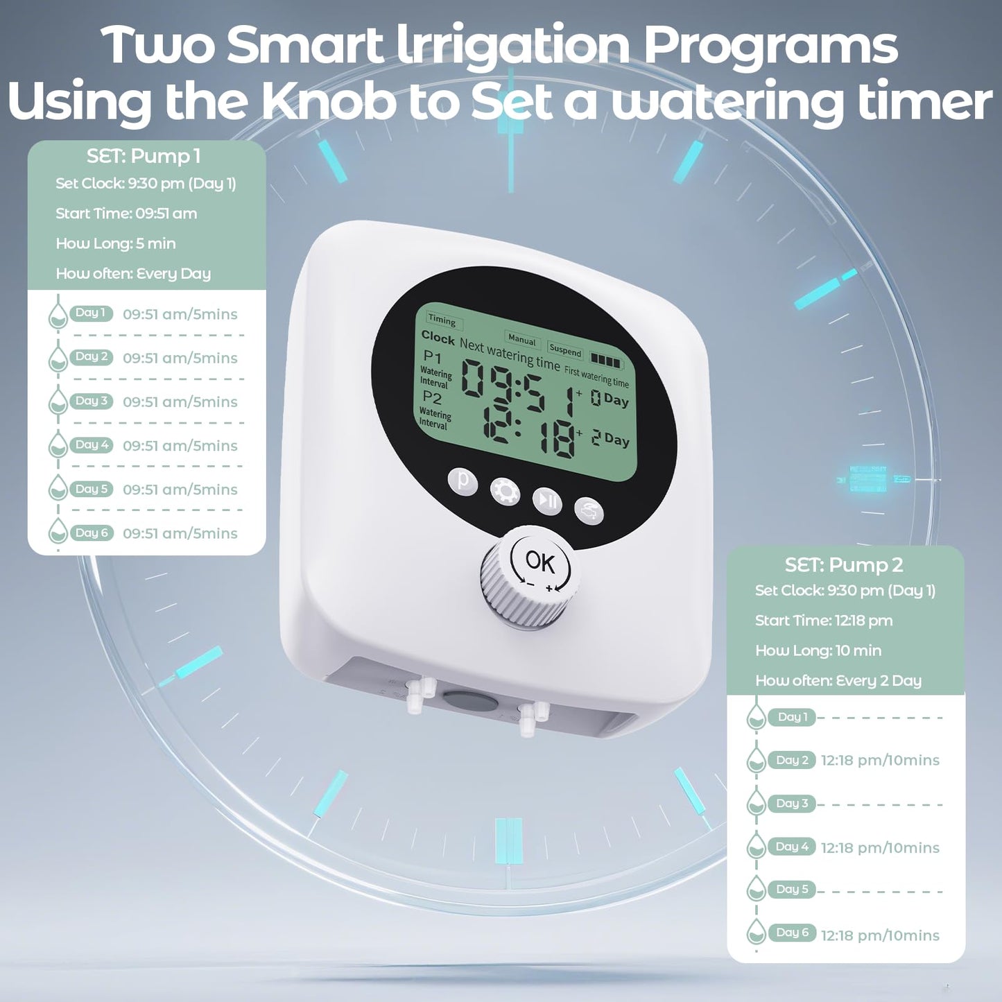 Dual Pump Automatic Plant Waterer Indoor, Self Watering System for 30 Potted Plants, Vacation Plant Watering Devices, Automatic Watering System with Digital Programmable Water Timer