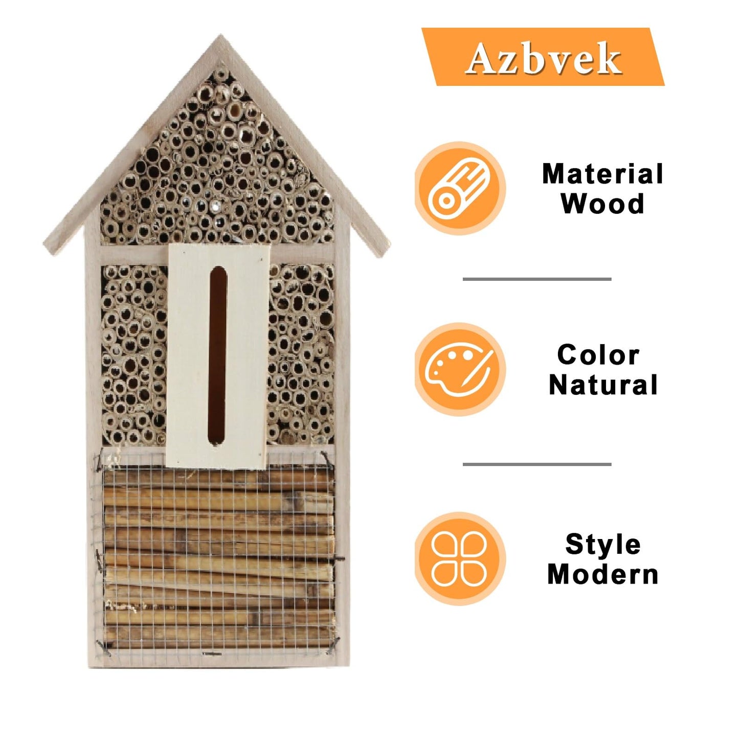 Azbvek Wooden Insect House Hotel for Bee, Butterfly, Ladybirds, Beneficial Insect Habitat, Bug Hotel Garden 11.7" x 7.7" (C)