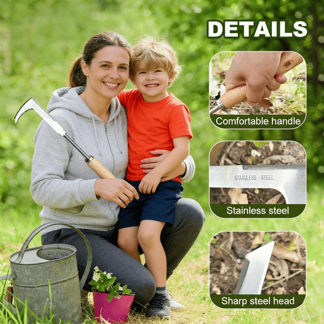L-Shaped Stainless Steel Crevice Weeding Tool, 2026 New Sidewalk Weed Remover Tool, Ergonomic Beech Handle, for Garden Lawn Yard Patio Terrace Paving Moss Garden Tool (#A)