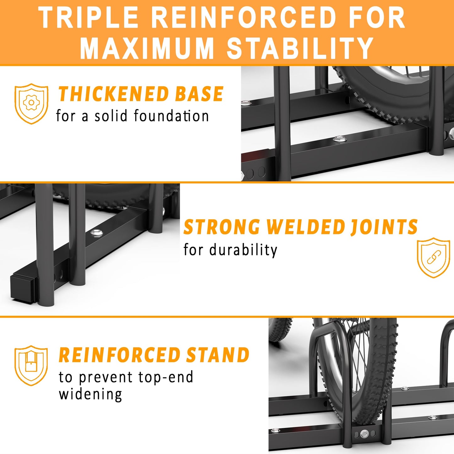 Ultrawall Bike Storage Rack for Garage, 5 Bikes Floor Bike Stand, Bicycle Parking Holder Stand for Indoor/Outdoor, Fit 22-28" Wheel Tire Width 2.1"